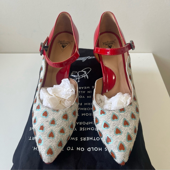Rare 🔥 John Fluevog POSER LILY-ROSE D’ORSAY MARY JANE HEARTS HEEL Size 7.5 - Picture 8 of 14